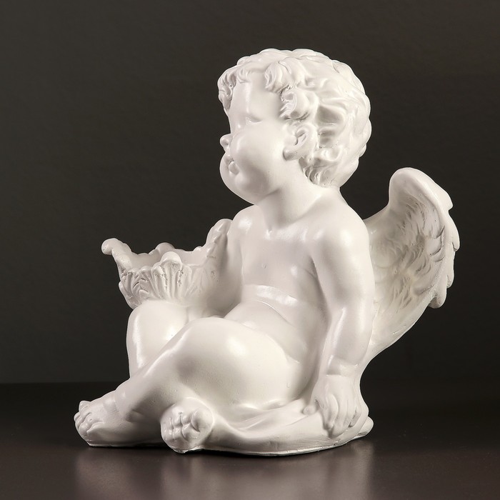 Подсвечник "Ангел с цветком в руке" 26х21х30см, белый