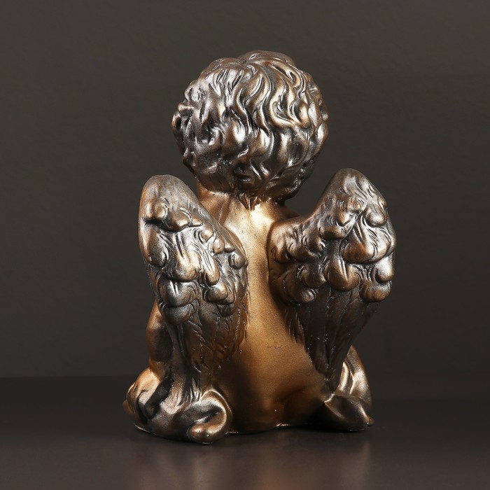 Подсвечник "Ангел с цветком в руке", бронза-серебро