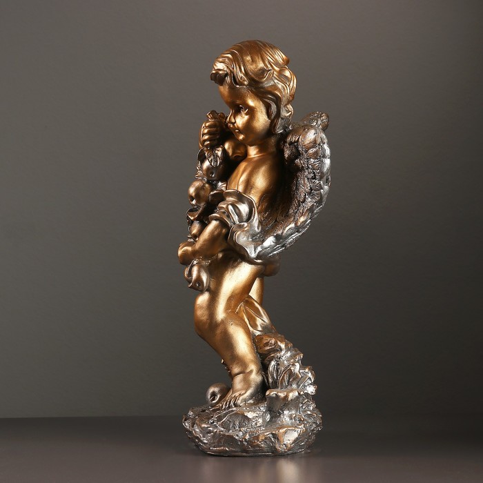 Фигура "Ангел с яблоками" бронза-серебро