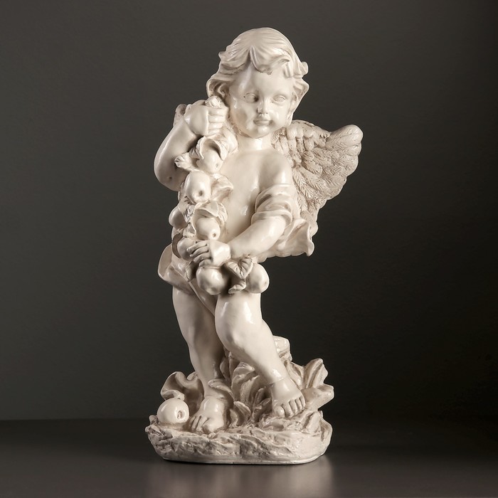 Фигура "Ангел с яблоками" 23х17х50см состаренный