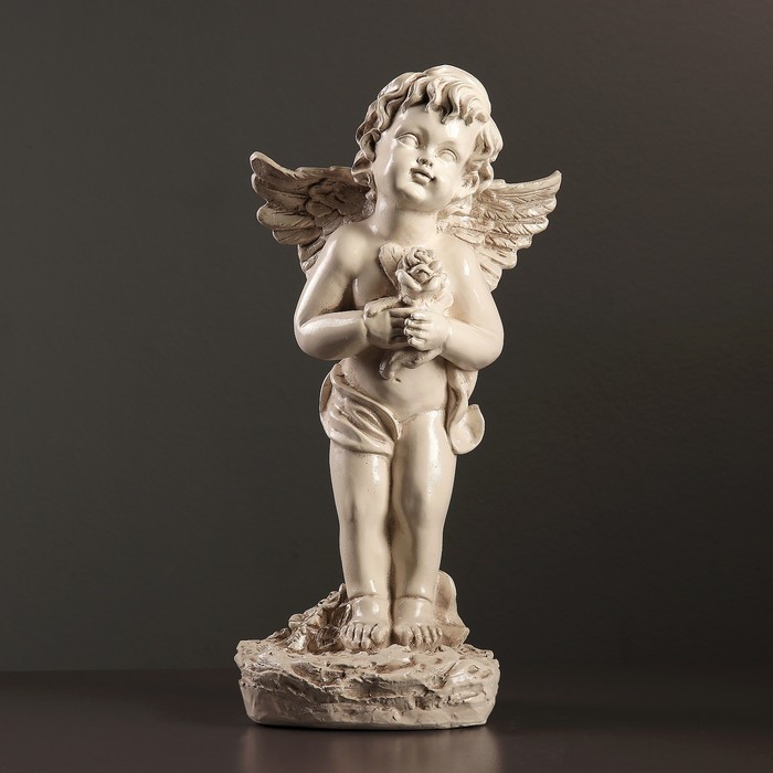 Фигура "Ангел с розой стоя" 24х17х44см состаренный