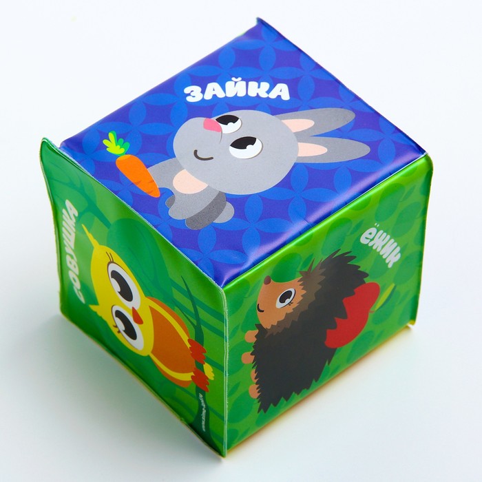 Мягкий кубик «Лесные друзья» со свистулькой, размер 7х7 см, для купания