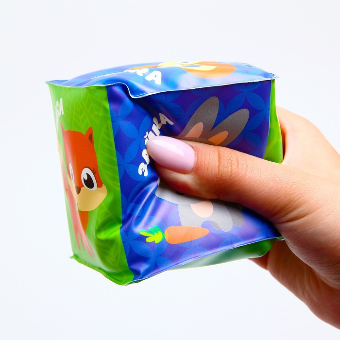 Мягкий кубик «Лесные друзья» со свистулькой, размер 7х7 см, для купания