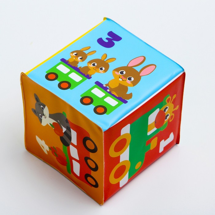 Мягкий кубик «Учим счёт» со свистулькой, размер 7х7 см, для купания