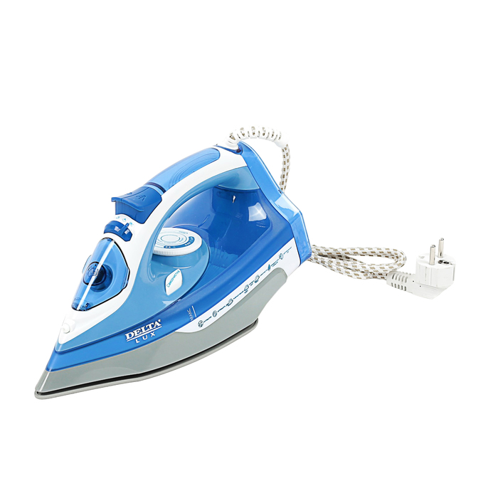 Утюг DELTA LUX  DL-712, 2400 Вт, керамическая подошва, антинакипь, 350мл,  белый с синим