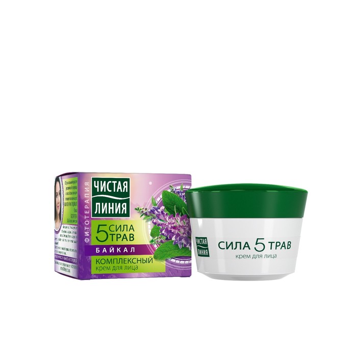 Крем для лица Чистая Линия "Сила 5 трав" комплексный, 45 мл