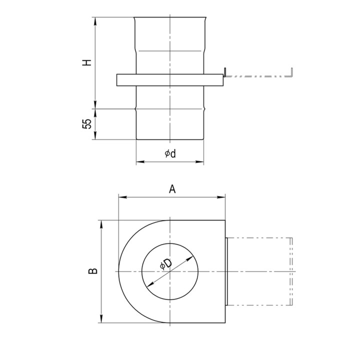Задвижка Феррум шибер выдвижной, нержавеющая 430/0,8 мм, d 120 мм