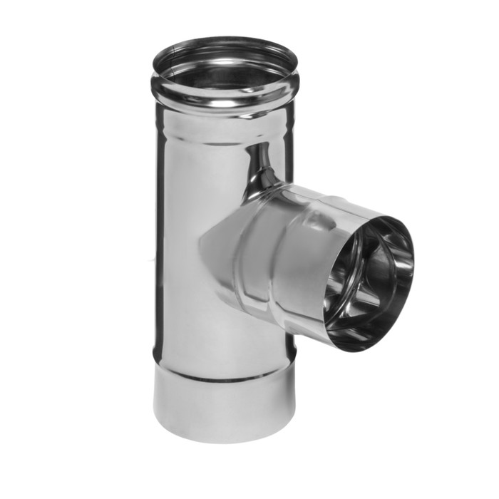 Тройник Феррум угол 90°, нержавеющий 430/0,8 мм, d 200 мм, по воде