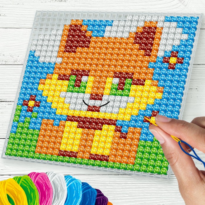 Вышивка на пластиковой канве &quot;Лиса&quot;, 10 х 10 см