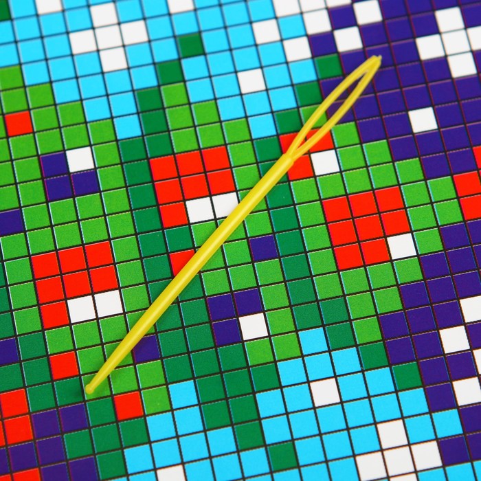 Новый год, вышивка крестиком на пластиковой канве с пластиковой иглой "Ёлка", 10 х 10 см