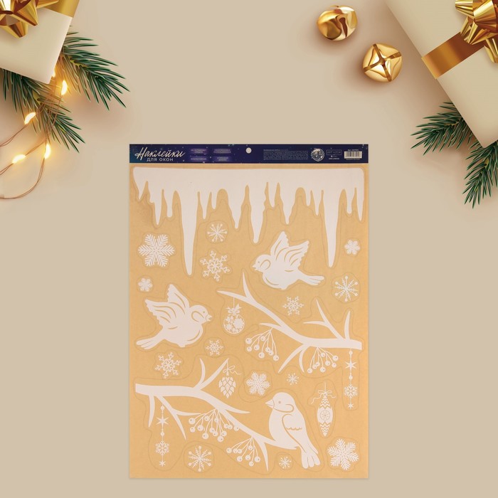 Наклейка для окон «Новогодние птички» , 50 х 70 см