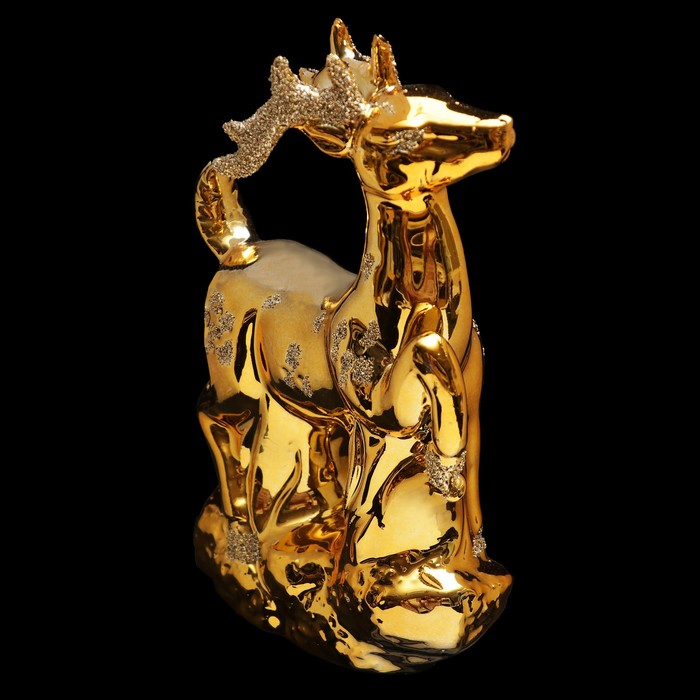 Сувенир керамика "Золотой олень" 18,5х14х5,8 см