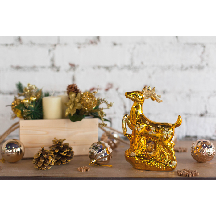 Сувенир керамика "Золотой олень" 18,5х14х5,8 см