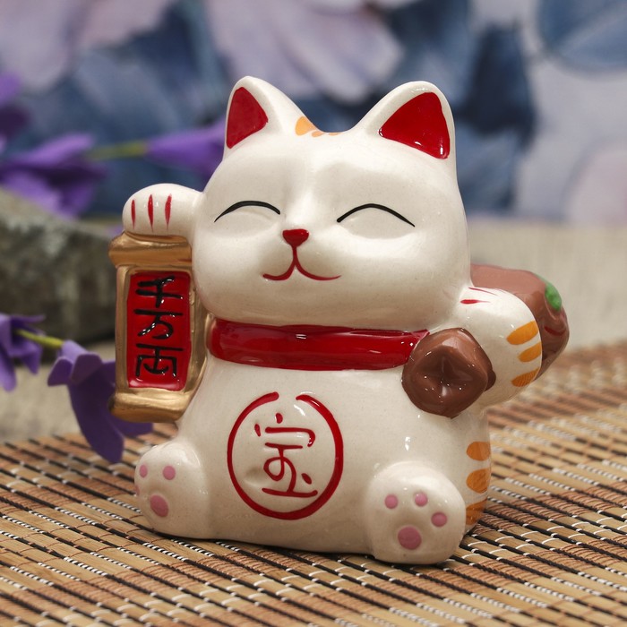 Копилка керамика "Манеки-неко к деньгам и счастью" МИКС 10х9,5х7 см
