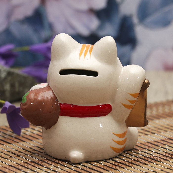 Копилка керамика "Манеки-неко к деньгам и счастью" МИКС 10х9,5х7 см