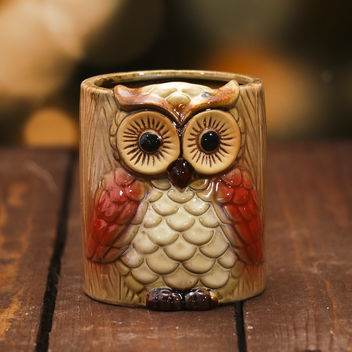 Сувенир керамика карандашница "Сова" 9х8х7,2 см