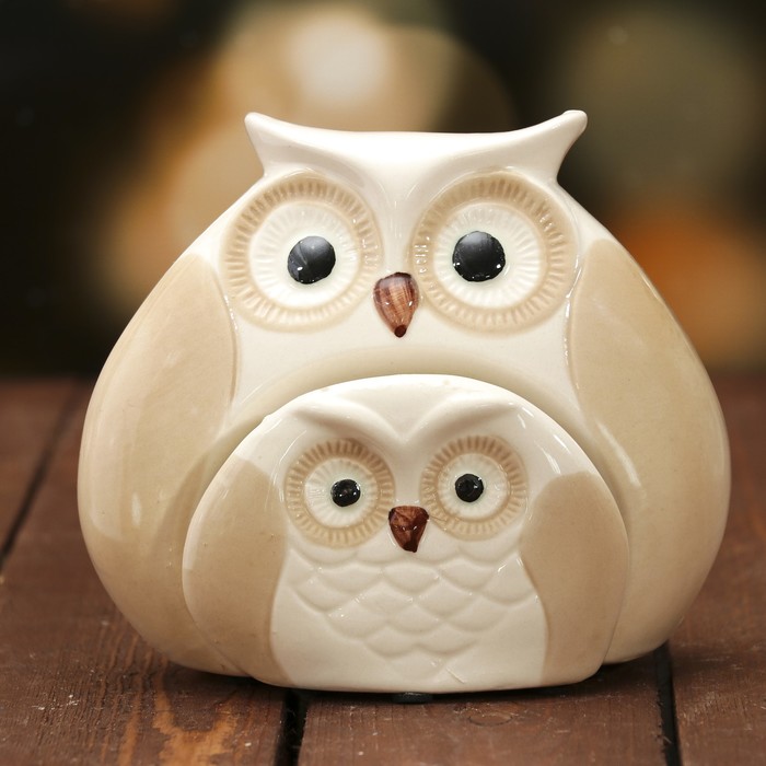 Сувенир керамика "Совушки" набор 2 шт 11,5х13,2х6,3 см