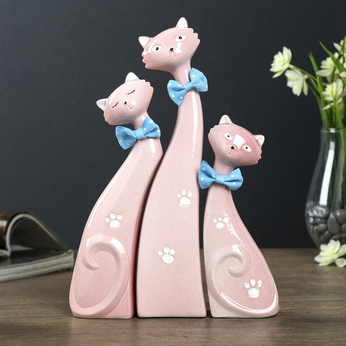 Сувенир керамика "Кошечки в бантиках" набор 3 шт 24,2х16,5х3,8 см