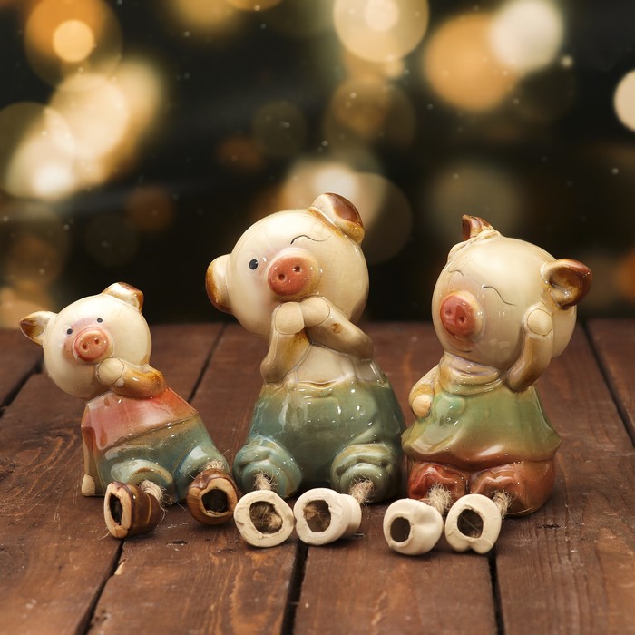 Сувенир керамика "Семейка поросят" набор 3 шт 19х7,5х7 см