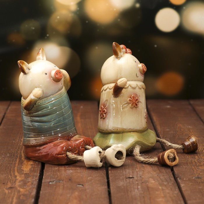 Сувенир керамика "Поросята сладкая парочка" набор 2 шт 19,5х10х8,5 см