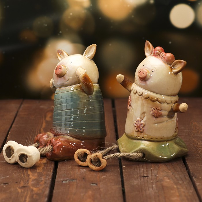 Сувенир керамика "Поросята сладкая парочка" набор 2 шт 19,5х10х8,5 см