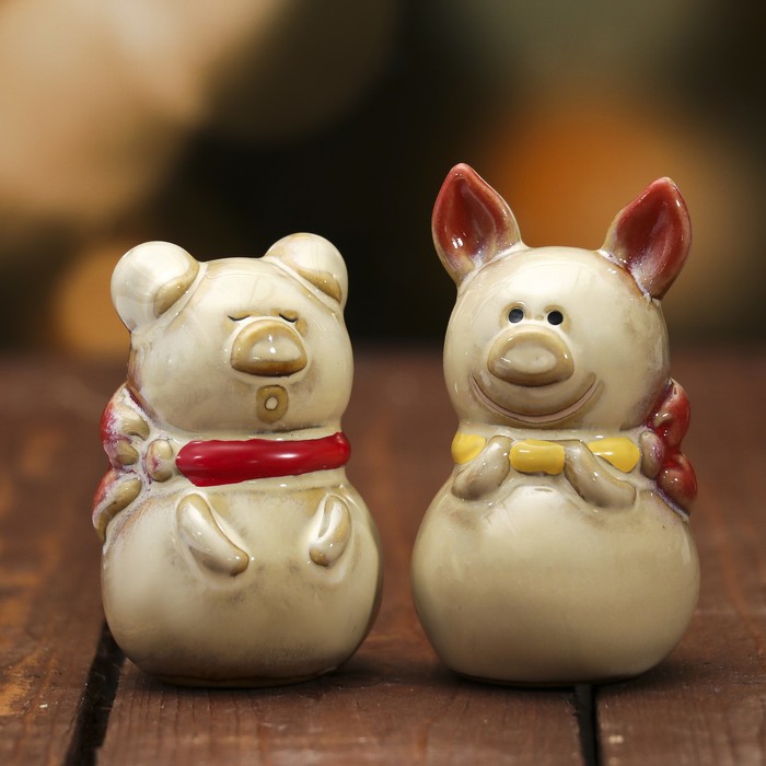 Сувенир керамика "Хрюшки милашки" набор 2 шт 8х4,3х5 см