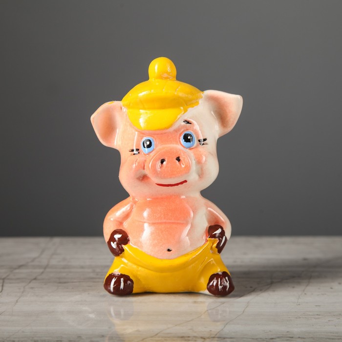 Копилка "Свинка в кепке" 13 см микс