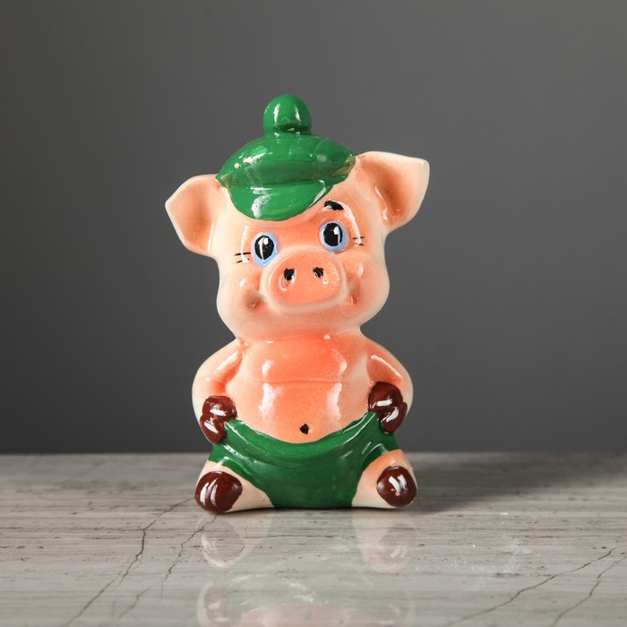 Копилка "Свинка в кепке" 13 см микс