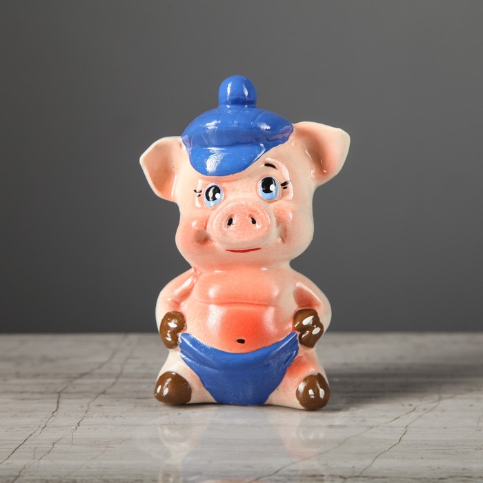 Копилка "Свинка в кепке" 13 см микс