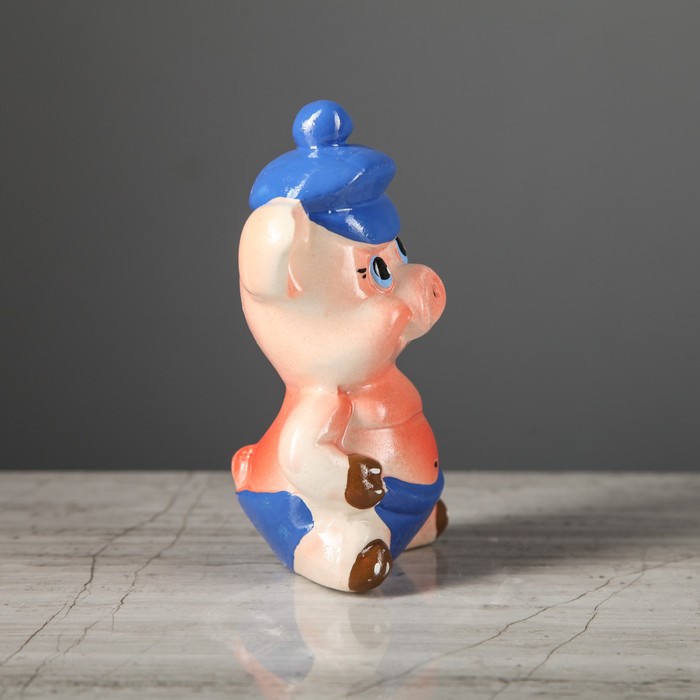 Копилка "Свинка в кепке" 13 см микс