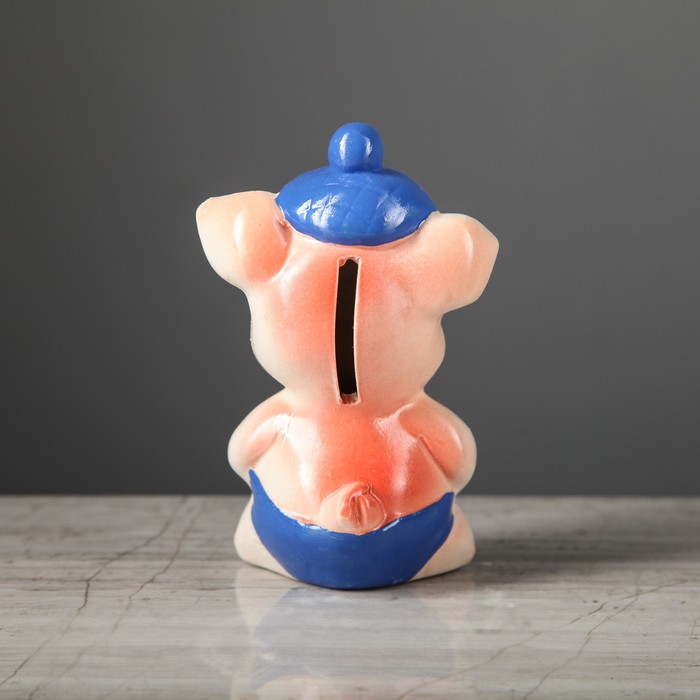 Копилка "Свинка в кепке" 13 см микс