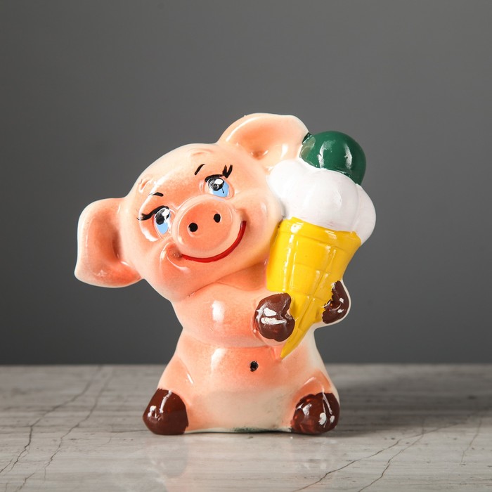 Копилка "Свинка с мороженным" 13 см