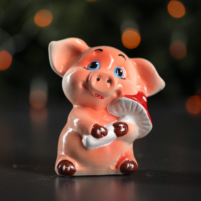 Копилка "Свинка с мухомором"