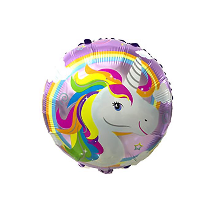 Шар фольгированный 18 «Единорог с радугой», круг шар фольгированный 18 единорог круг