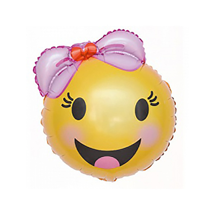Шар фольгированный 22" "Смайлик - девочка с бантом"