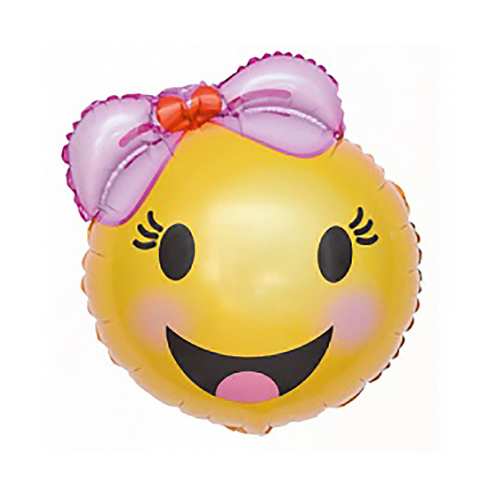 Шар фольгированный 12" "Смайлик - девочка с бантом"