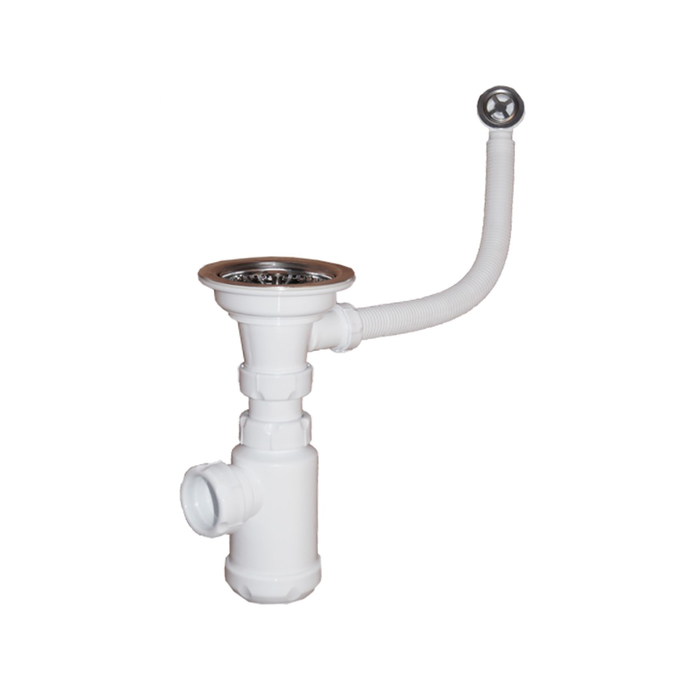 Сифон для кухонной мойки Fosto Alpine 3-1/2, одинарный, с переливом