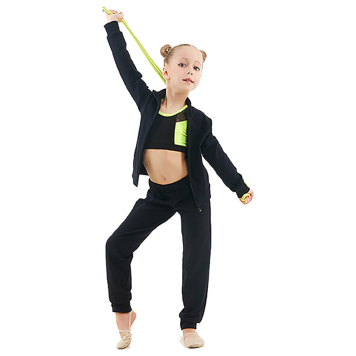 Топ гимнастический Вега, цвет черный-лимон, р.40