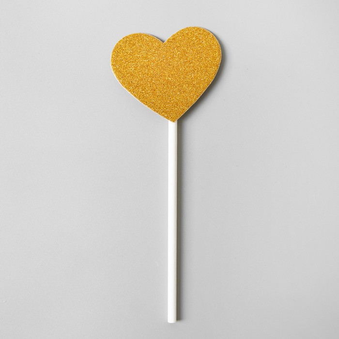 Топпер "Сердечко", цвет золото, набор 6 шт.