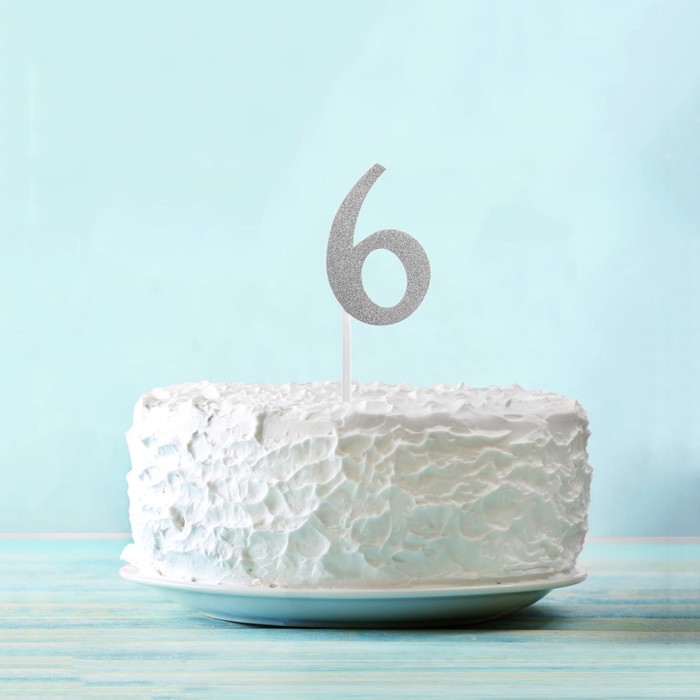 Топпер "6" цвет серебро, набор 6 шт.