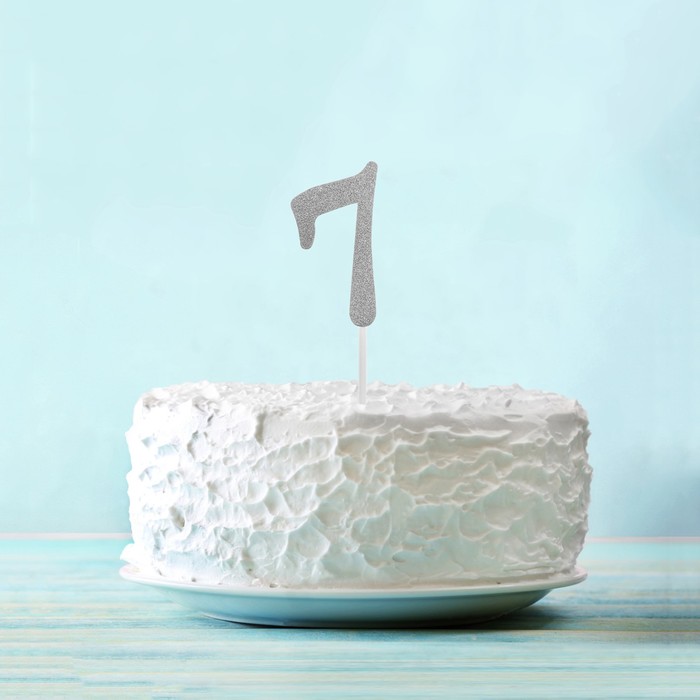 Топпер "7" цвет серебро, набор 6 шт.