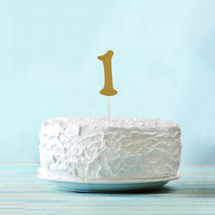 Топпер "1" цвет золото, набор 6 шт.