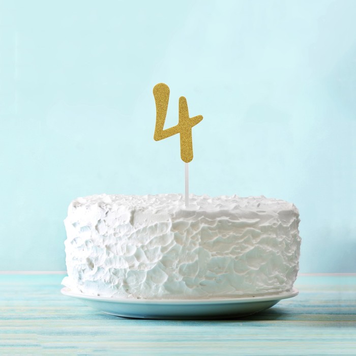Топпер "4" цвет золото, набор 6 шт.