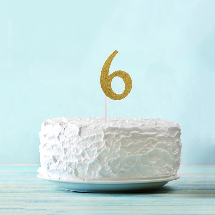 Топпер "6" цвет золото, набор 6 шт.