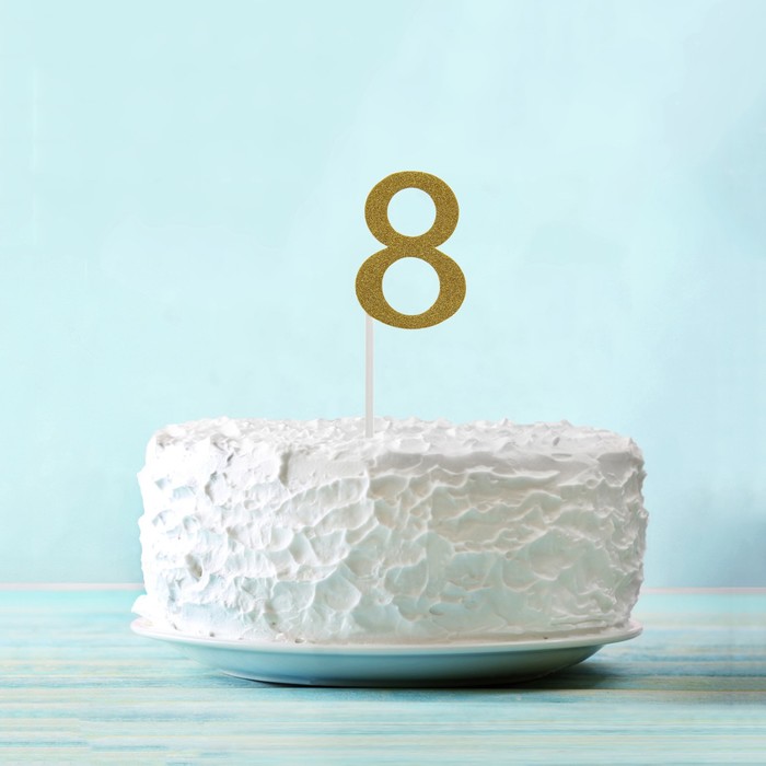 Топпер "8" цвет золото, набор 6 шт.