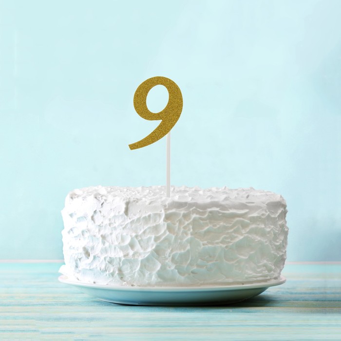 Топпер "9" цвет золото, набор 6 шт.
