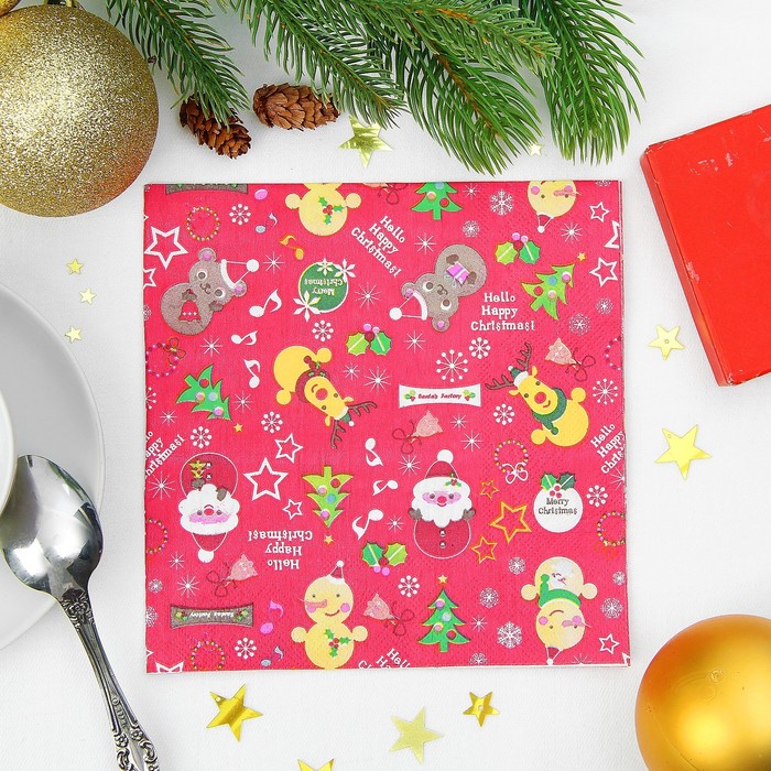 Салфетки бумажные "Новогодние герои" (набор 20 шт) 33*33 см