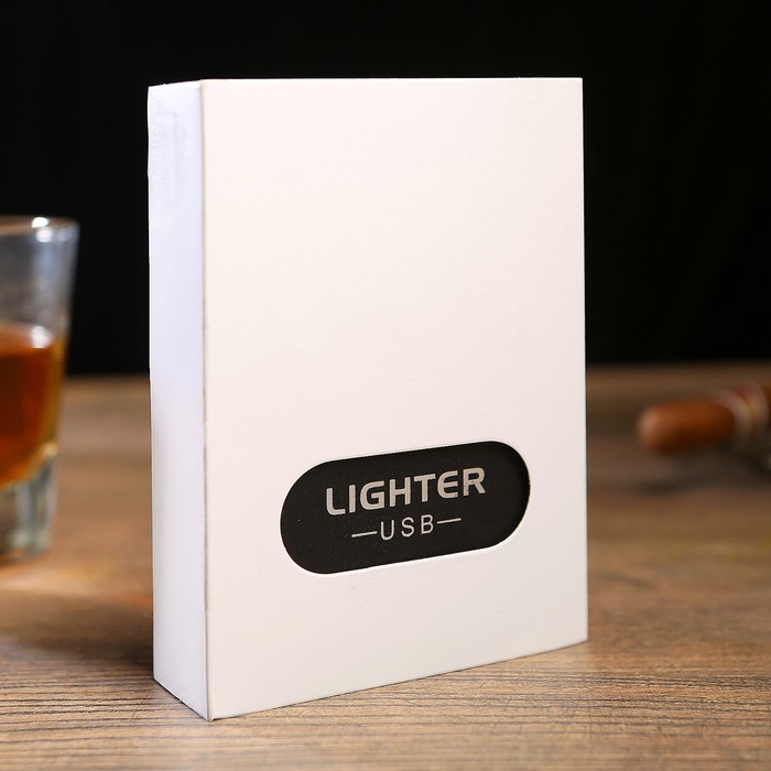 Зажигалка электронная, дуговая, USB в комп-те, золотая в маленькую шашечку, 7.5х12 см