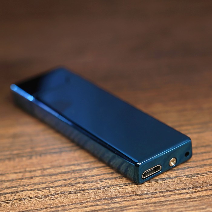 Зажигалка электронная «Классика», тонкая, спираль, USB в комп-те, синяя, 1х2х7.5 см