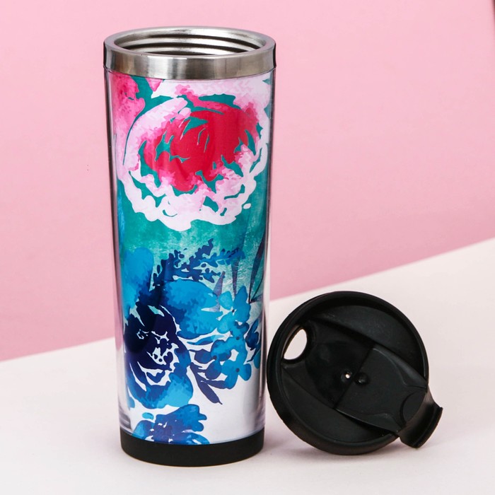 Термостакан, металлическая колба, сменная вставка "Самая нежная", 350 мл